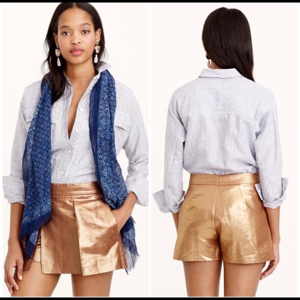 J. CREW metallic crossover skort 6 rose gold
